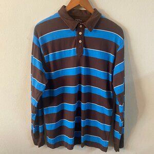 ARIZONA JEAN COMPANY MEDIUM BROWN & BLUE LONG SLEEVE COLLARED SHIRT /NEW W/O TAG
